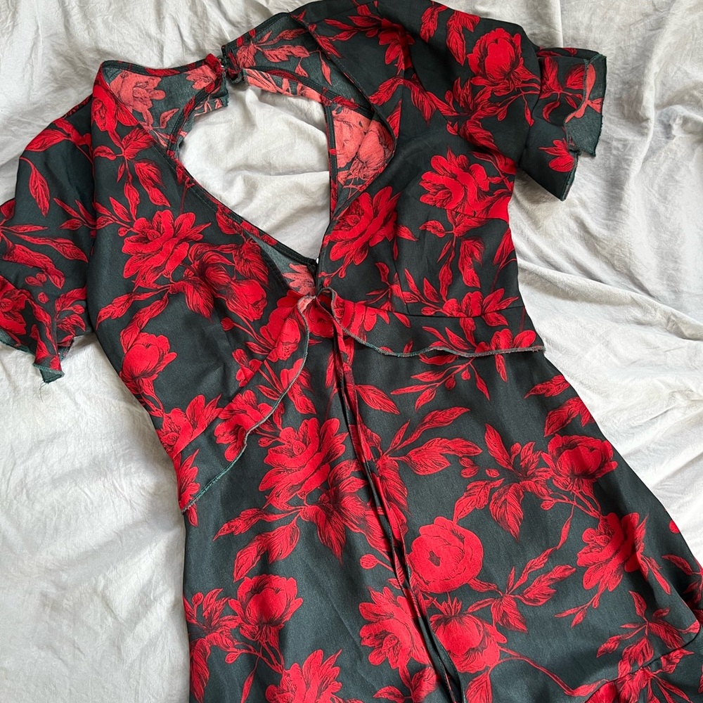 Floral Red and Black Dress